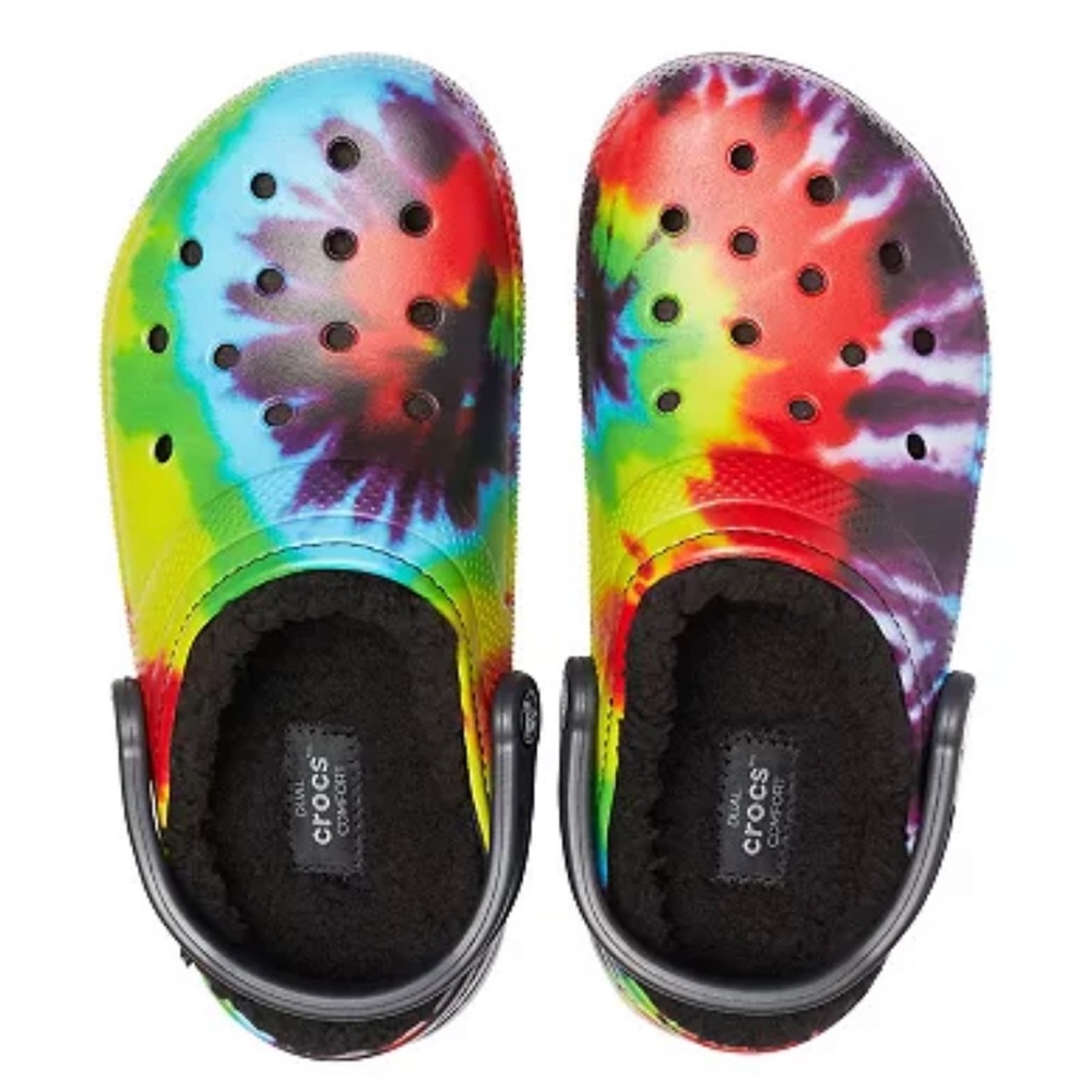 Crocs Classic Tie Dye Lined Clogs Shoes - Picture 2 of 14